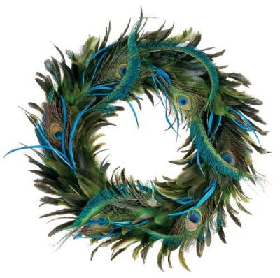 China Environmental friendly natural pheasant and peacock feather garland for home decoration for sale