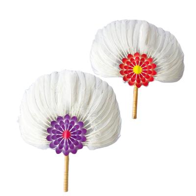 China Folk Art Fluffy White Goose Feather Fans For Party Or Promotion Gifts for sale