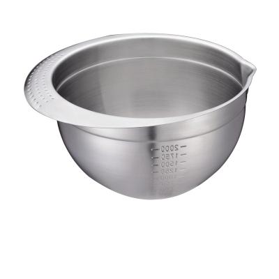 China Diameter 20 X12 Cm Sustainable Stainless Steel Mixing Bowl Can Be Scaled With Non-slip Silicone Base for sale