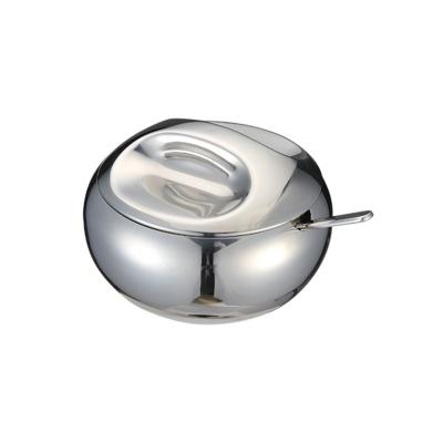 China Sustainable 18/8 Stainless Steel Sugar Bowl Stainless Steel Sugar Pot High Quality With Spoon for sale