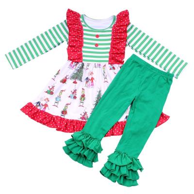 China New Arrival Kids Sweet Christmas Party Set Carnival Festival Costume Long Sleeve Dress Set for sale