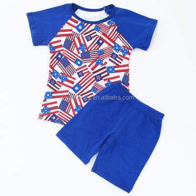 China Wholesale Formal Senior Kids Clothing 4th of July Summer Casual Style Boy Patriotic T-shirt Set for sale