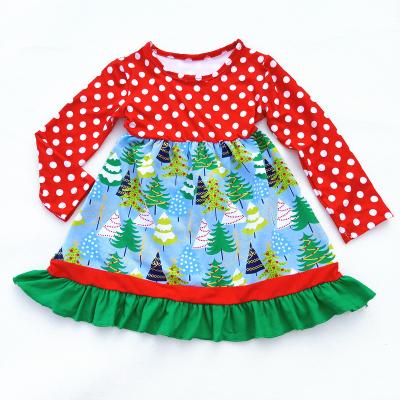 China Lovely Washable Girls Christmas Autumn And Winter Sleeve Long Cute Sweet Floral Ruffle Print Dress Clothing for sale