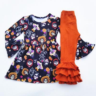 China The new sweet Halloween girl dress party set the whole new comfortable milk silk children's cartoon printing for sale