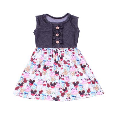 China 2020 Girls Dress Sleeveless Denim Print Dresses Kids Summer Breathable Quilting Casual Outfits for sale