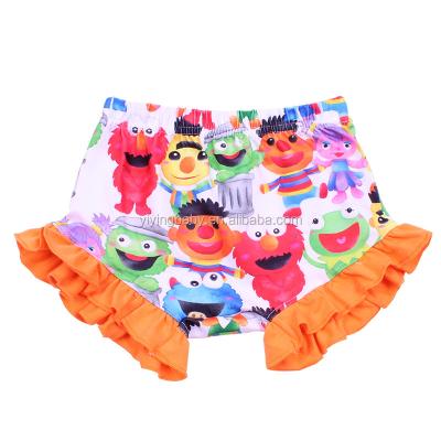 China Summer Breathable Sheer Cartoon Printed Shorts 0-10 Years Girl Soft Ruffled Shorts for sale