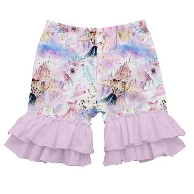 China Summer Boutique Children's Breathable Shorts Cartoon Printed Ruffled Shorts For Girls Casual Kids Clothing for sale