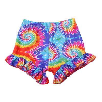 China Wholesale new design boutique summer style children's clothing breathable tie dye printing shorts girls baby ruffled pants for sale