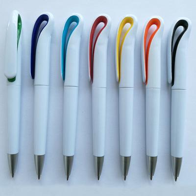 China White Plastic twist Ball Point Pen with customized logo for promotion for sale