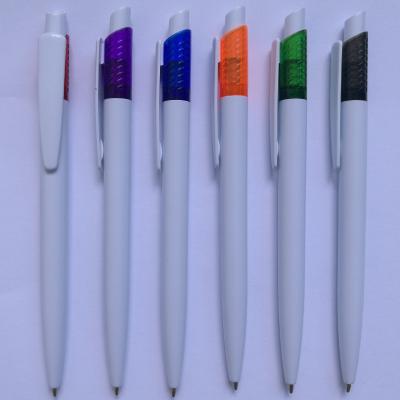 China White Color Plastic Ball Pen with customized printing Logo for promotion for sale