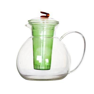 China Sustainable hot selling1700ml pyrex glass teapot with infuser for sale