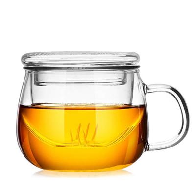 China Disposable new design glass cup with glass lid and glass tea strainer wholesale tea sets for sale