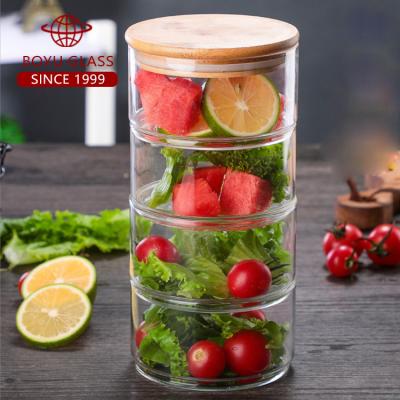 China Single Sustainable Custom With Lid 300ml Glass Food Storage Container Glass for sale