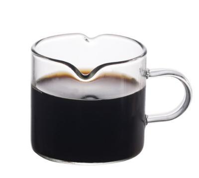 China 2 Pack Double Spouts Stocked Measuring Shot Glasses Triple Pieces Espresso Cup 75ML Clear Milk Jug Glass for sale