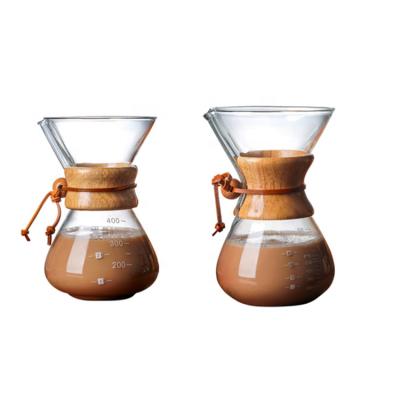 China Wholesale 400ml 800ml Glass Sustainable Coffee Spill Over Pot Hand Drip Coffee Maker for sale