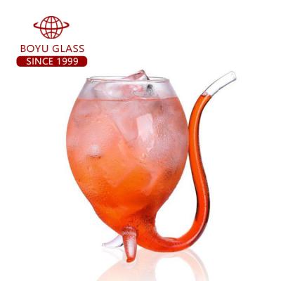 China Custom Glass Cold Cup Drinkware Bar Wine Bar Straw Glass Embedded Glass Cup for sale