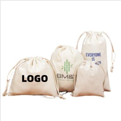 China Promotional OEM Cotton 10oz Soft-loop Logo Printing Small Large Size Custom Canvas Drawstring Bags For Gift for sale