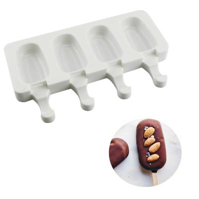 China Sustainable Silicone Popsicle Mold New Arrivals 4 Cavity Popsicle Mold for sale