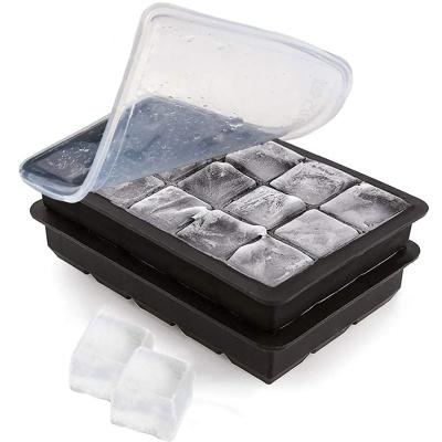 China Viable Food Safe 15 Holes Custom Silicone Ice Cube Tray With Lids Factory for sale