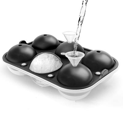 China 6 Cavity Wholesale Reusable Viable Food Grade Silicone Whiskey Ice Ball Molds for sale