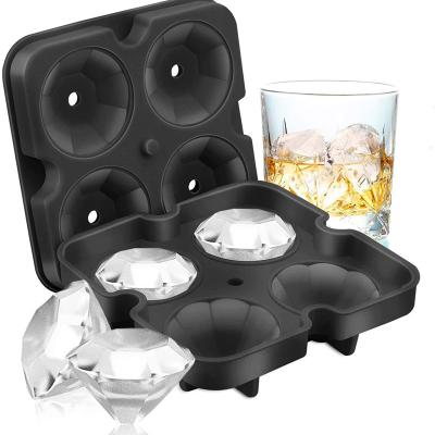 China Viable 4 Cell Diamond Ice Ball Mold Silicone Ice Ball Maker Silicone Cube Maker for sale