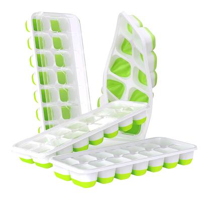 China Sustainable Silicone Square Shaped Ice Cube Tray Silicone Ice Cube Tray With Lid Square Silicone Trays Ice Cube for sale