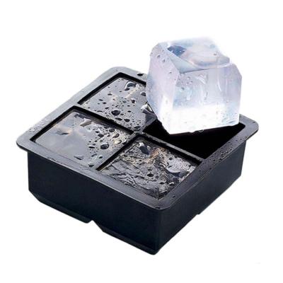 China 2020 Sustainable Ice Cube Mold Silicone Ice Cube Tray With Lid Silicone Ice Cube Tray 4 Cavity for sale