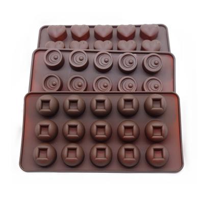 China Candy Silicone Multi Viable Chocolate Shape DIY 3Pcs 15 Hole Baking and Rotating Mold for sale