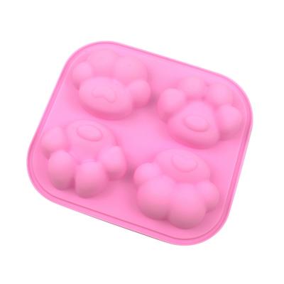 China Viable Cat 3D Paw Shape Creative Handmade Soap Silicone Cake Chocolate Mold for sale