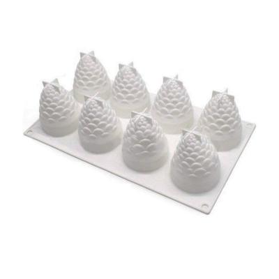 China 8 Hole Sustainable Food Grade 3D Pineapple Shaped Silicone Mousse Cake Mold Baking Tray for sale