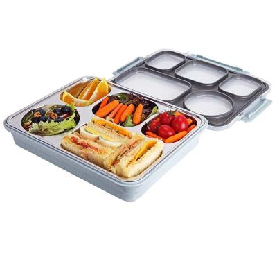 China 5 Compartment Heatable Stainless Steel Lunch Box Leakproof Thermal Container For Kids for sale