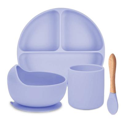 China BPA Amazon Silicone Waterproof Non-slip High Quality Baby Tableware Free Hot Selling Feeding Set for sale