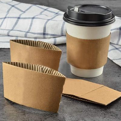 China Disposable Coffee Sleeves Disposable Corrugated Hot Cup Sleeves Jackets Holder Wrapping Paper Sleeves Heat Insulation Protective Drink Island for sale