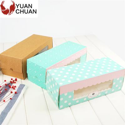 China Disposable Clear Window Printed Log Cake Boxes Without Glue for sale