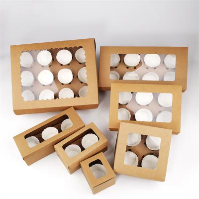 China Mini Disposable Empty Corrugated Kraft Paper Cupcake Boxes for sale