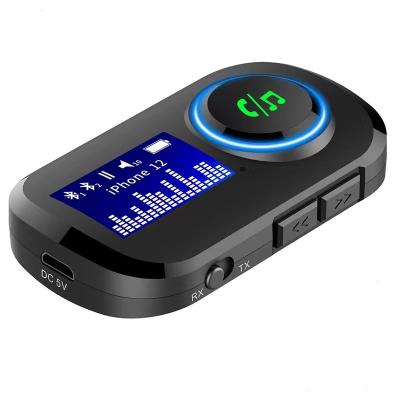 China BR05 2 in1 T5 Car Audio Amplifier Mini Bt 5.0 Transmitter and Receiver Audio Converter with 280mAh Display for sale