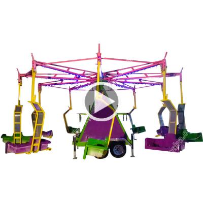 China Portable FRP+steel Carnival Park Thrill Swing Rides Rotating Funny Turntable Mini Flying Chair Rides for sale