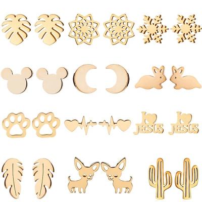 China Small Butterfly Gold Mickey Mouse Woman Girls Stainless Steel Stud Earrings Silver Plated Jewelry Wholesale Environmentally Friendly Fashion Moon Cross for sale