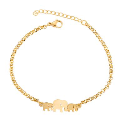 China Wholesale FASHIONABLE Stylish Rose Plated Charm Three Elephant Gold Silver Women Stainless Steel Bangle Jewelry Ladies Girls Gift for sale