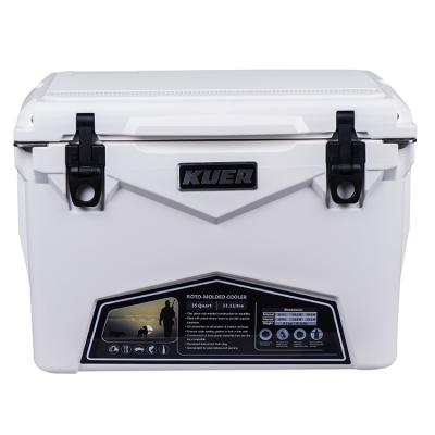 China 35QT Fish Ice Cooler Box Waterproof Hard Cooler Rotomolded Plastic Coolers Box for sale