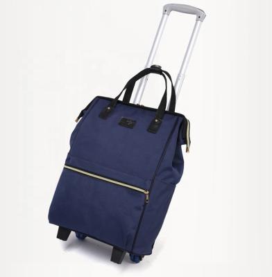 China Classic Portable Trolley Travel Bag Backpack Travel Weekender Fleece Overnight Wheel for sale