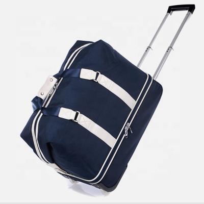 China Smart Bag 2 Wheels Nylon Trolley Tote Duffel Smart Travel Trolley Luggage Bag With Shoe Compartment for sale