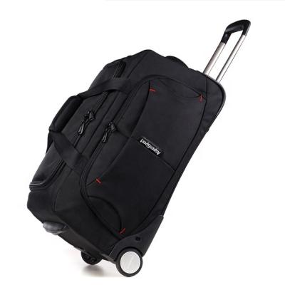 China Functional Trolley Travel Bag Black Business Travel Trolley Luggage Bag With Compartments for sale