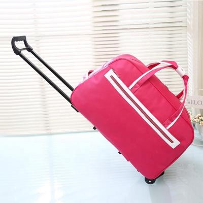 China Wholesale Trolley Travel Bag Large Women Travel Fleece Luggage Trolley Bag Easy Boat for sale