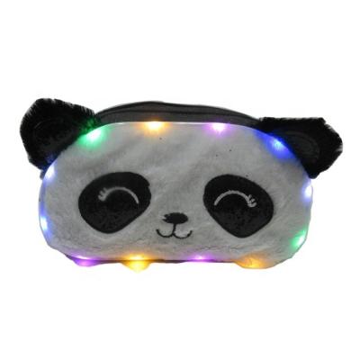 China Cartoon Panda Pencil Case Cute School Pencil Bag Children's Glitter /LED Light Applique LED Glitter for sale