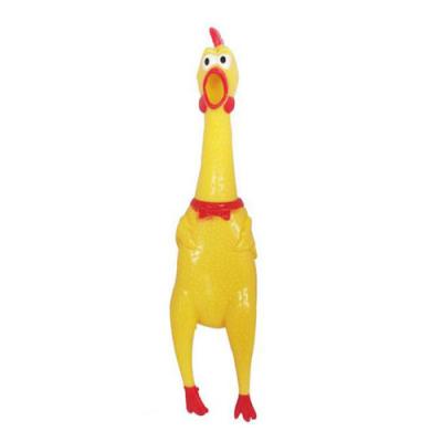 China Screaming Yellow Rubber Chicken Pet Dog Toys Squeak Squeaker Chew Toy Gift for sale