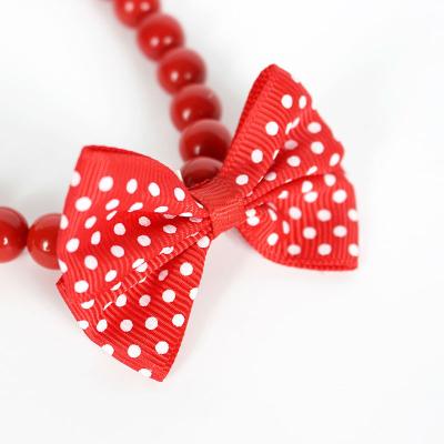 China Pet Necklace Red acrylic beads bow cat and cats Small bell Dogs bow tie for sale