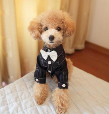 China 100% Cotton Fabric dog Formal Wear / Toy Poodle Clothes For Wedding Black Color for sale