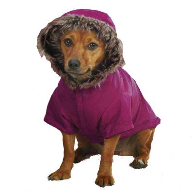 China X large Casual Canine Fur Trim Dog Parka - Deep Raspberry Custom Dog Hoodies for sale