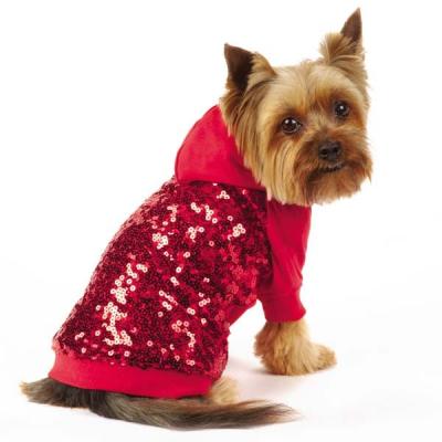 China Sequin Dog Pullover Sweatshirt Red / Custom Dog Hoodies apparel for small dogs for sale